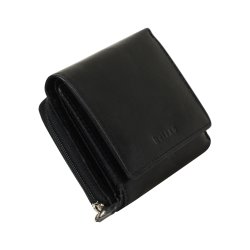 Belsac trefljet sort pung i skind til mnter, kort og sedler