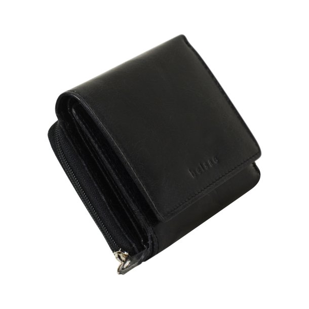 Belsac trefljet sort pung i skind til mnter, kort og sedler