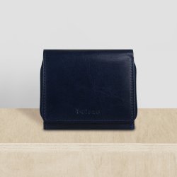 Belsac trefljet bl pung i skind til mnter, kort og sedler