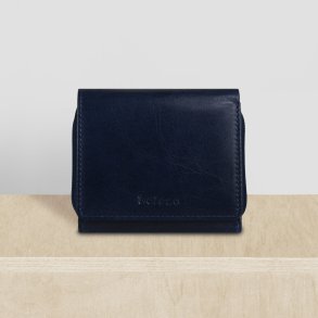 Belsac trefljet bl pung i skind til mnter, kort og sedler