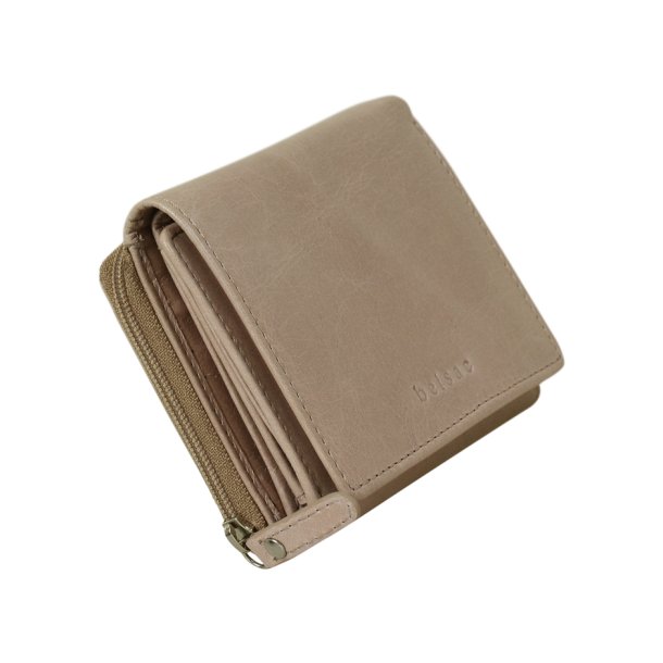 Belsac trefljet lys rosa pung i skind til mnter, kort og sedler