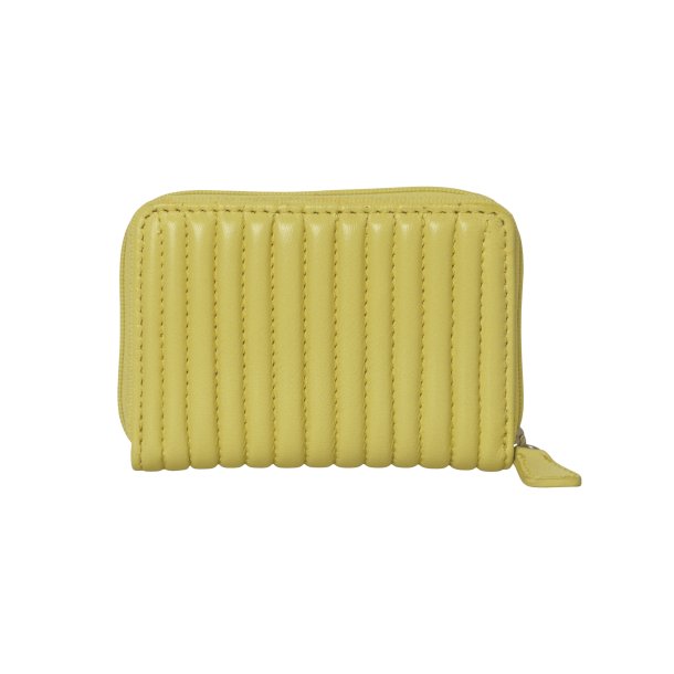 Belsac lys gul møntpung i skind med tuber og lynlås