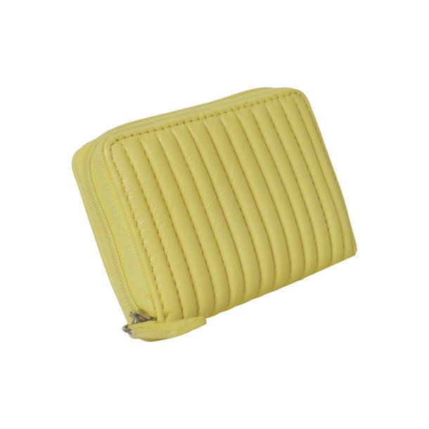 Belsac lys gul møntpung i skind med tuber og lynlås