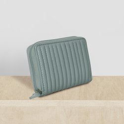 Belsac lys blå møntpung i skind med tuber og lynlås