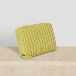 Belsac lys gul møntpung i skind med tuber og lynlås