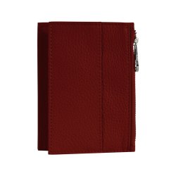 Belsac mrk rd pascover i skind med lynlsrum til mnter, samt plads til sedler og kort