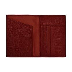 Belsac mrk rd pascover i skind med lynlsrum til mnter, samt plads til sedler og kort