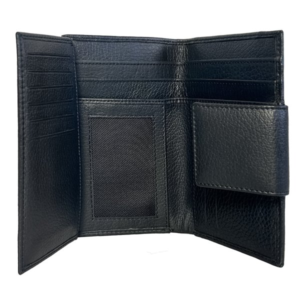 Belsac trefljet sort pung i glat skind med plads til mnter og kreditkort