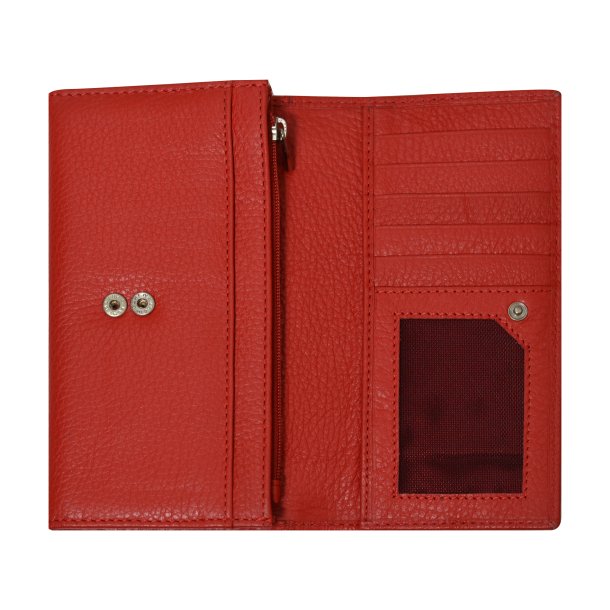 Belsac tofljet rd pung i skind med plads til bde kort og kontanter