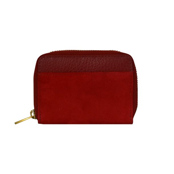 Belsac rd pung i skind med lynls til mnter og kort