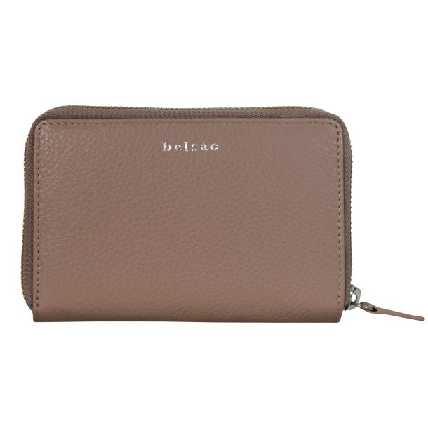 Belsac lys rosa pung i skind med lynl�s til m�nter og plads til mange kort