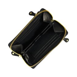 Belsac sort pung i skind med lynlsrum til kort og kontanter samt et udvendigt lynlsrum