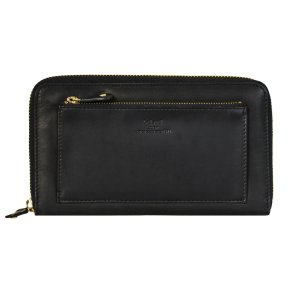 Belsac stor pung i sort skind med lynl�srum til kort og kontanter samt et udvendigt lynl�srum