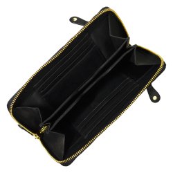 Belsac stor pung i sort skind med lynlsrum til kort og kontanter samt et udvendigt lynlsrum