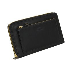 Belsac stor pung i sort skind med lynlsrum til kort og kontanter samt et udvendigt lynlsrum