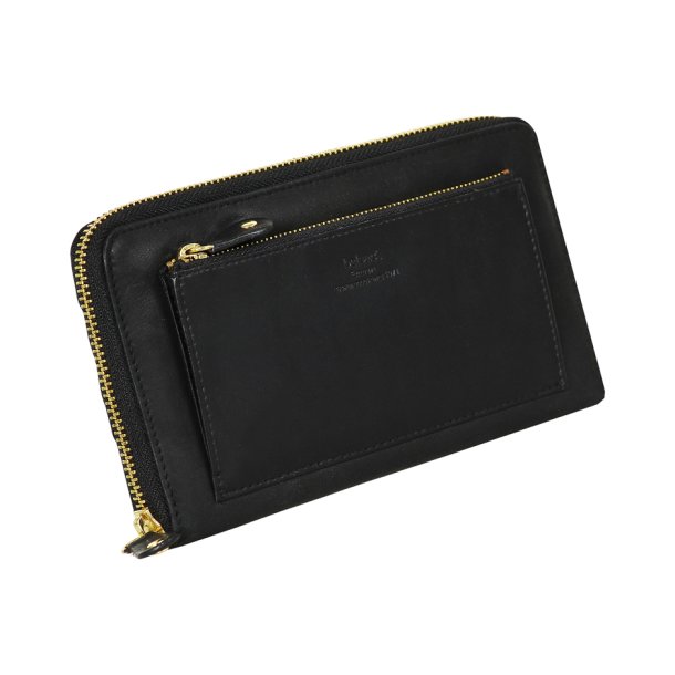 Belsac stor pung i sort skind med lynlsrum til kort og kontanter samt et udvendigt lynlsrum