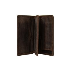 Belsac brun mindre tofl�jet herrepung i skind til b�de m�nter, sedler og flere kort.     