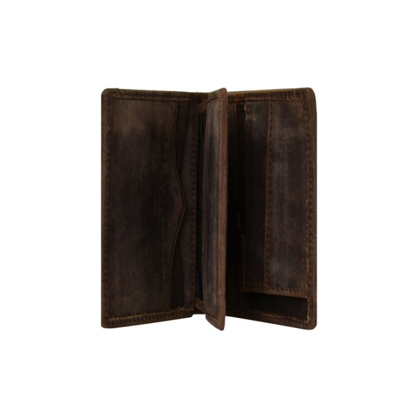 Belsac brun mindre tofl�jet herrepung i skind til b�de m�nter, sedler og flere kort.     