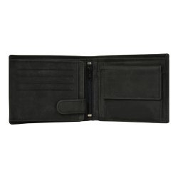 Belsac sort trefljet herrepung i mat skind med plads til mange kort, sedler og mnter