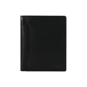 Belsac sort tofl�jet herrepung i skind med plads til m�nter og kort samt kortlomme p� forsiden