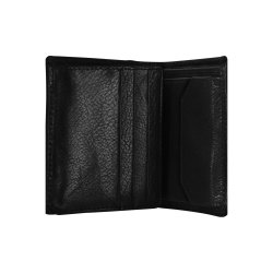 Belsac sort tofljet herrepung i skind med plads til mnter og kort samt kortlomme p forsiden