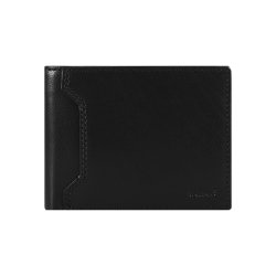 Belsac sort tofljet herrepung i skind med plads til et kort p forsiden. H: 9 cm x 12 cm