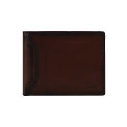 Belsac brun tofljet herrepung i skind med plads til et kort p forsiden. H: 9 cm x 12 cm