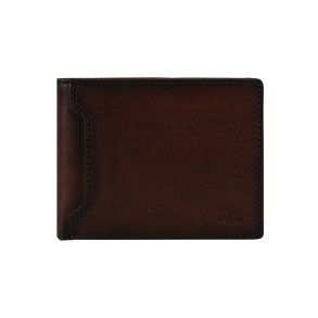 Belsac brun tofl�jet herrepung i skind med plads til et kort p� forsiden. H: 9 cm x 12 cm