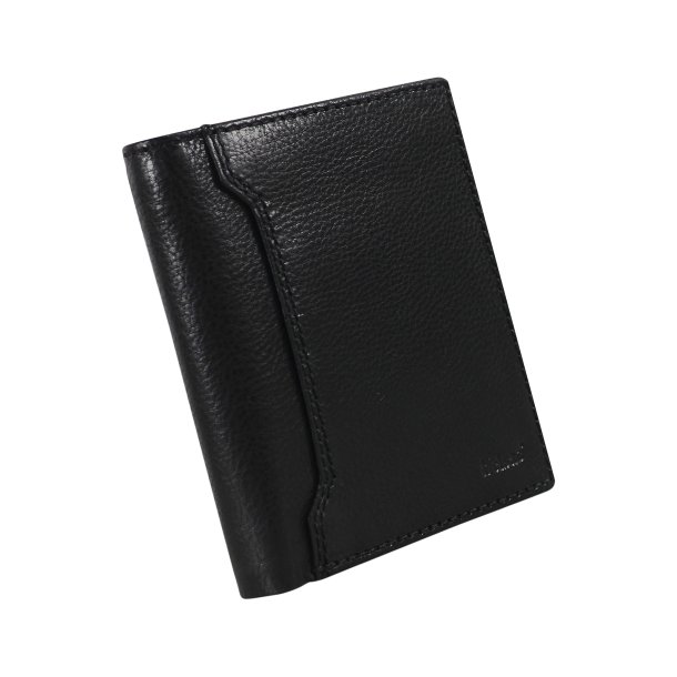 Belsac sort tofljet herrepung i skind med plads til et kort p forsiden. H:12cm x B: 10cm