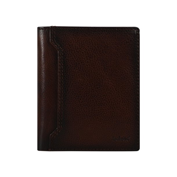 Belsac brun tofljet herrepung i skind med plads til et kort p forsiden. H:12cm x B: 10cm