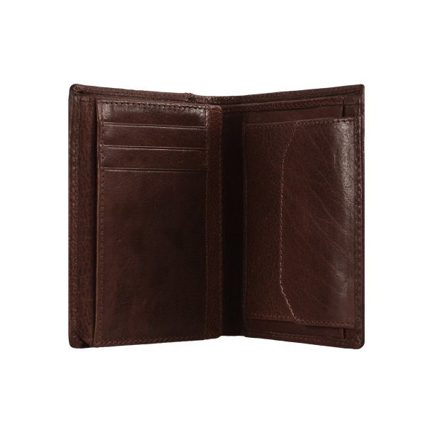 Belsac brun tofljet herrepung i skind med plads til et kort p forsiden. H:12cm x B: 10cm