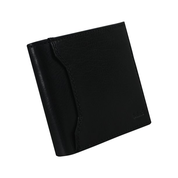 Belsac sort herrepung i skind med plads til mnter og kort samt kortlomme p forside