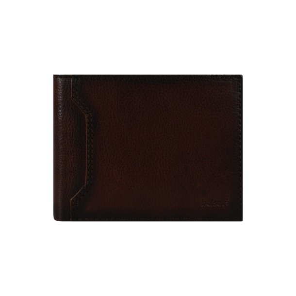 Belsac brun herrepung i skind med plads til mnter og kort samt kortlomme p forside