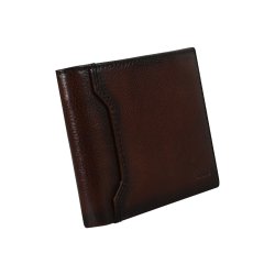 Belsac brun herrepung i skind med plads til mnter og kort samt kortlomme p forside