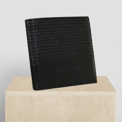 Belsac sort tofløjet herrepung i skind med plads til kort, mønter og sedler