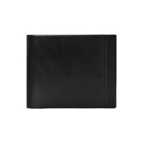 Belsac sort tofl�jet herrepung i skind med plads til kort, m�nter og lynl�srum til sedler