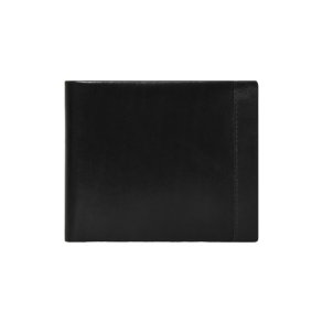 Belsac sort tofl�jet herrepung i skind med plads til kort, m�nter og sedler