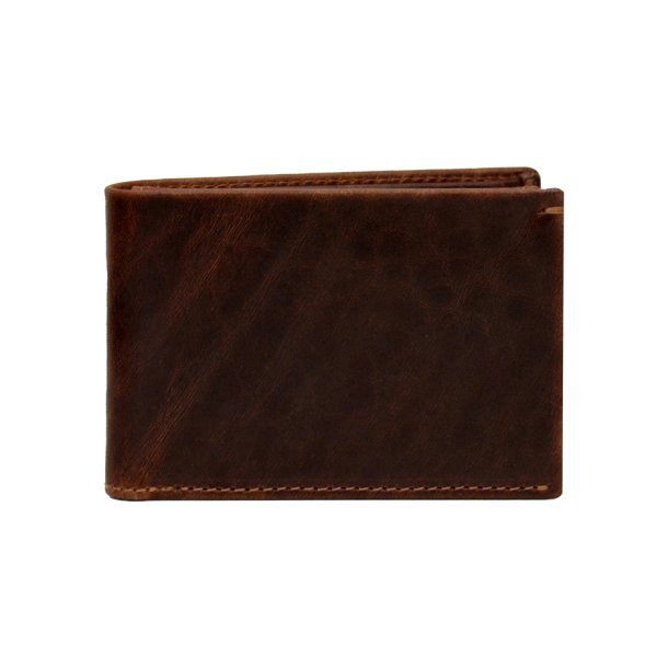 Kristian, Belsac cognac tofljet herrepung i skind med kontrast stikninger 