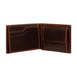 Kristian, Belsac cognac tofljet herrepung i skind med kontrast stikninger 