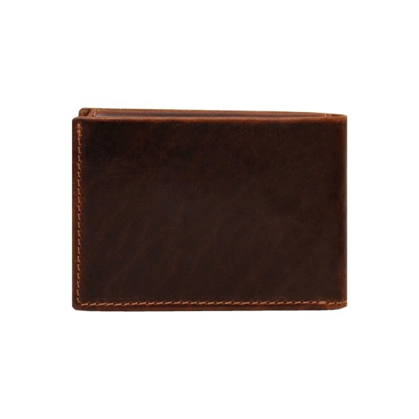 Kristian, Belsac cognac tofljet herrepung i skind med kontrast stikninger 