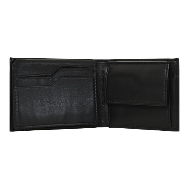 Belsac sort mindre tofljet herrepung i skind med plads til to kort, mnter og sedler