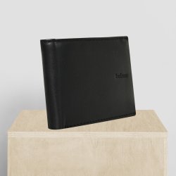 Belsac sort tofljet herrepung i skind med plads til kort, mnter og kort