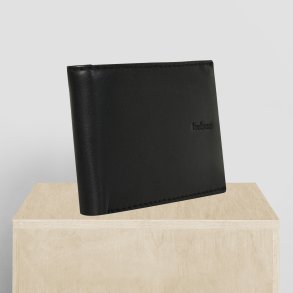 Belsac sort tofljet herrepung i skind med plads til kort, mnter og kort