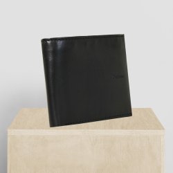 Belsac sort tofljet herrepung i skind med plads til kort, mnter og lynlsrum til sedler