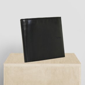 Belsac sort tofljet herrepung i skind med plads til kort, mnter og lynlsrum til sedler