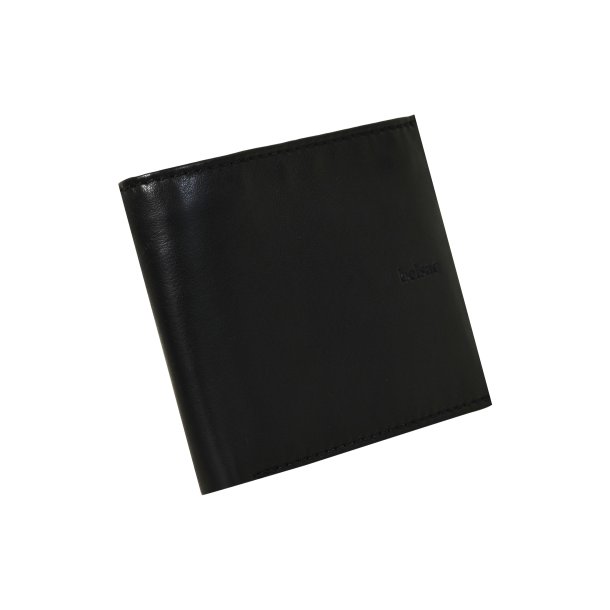 Belsac sort tofljet herrepung i skind med plads til kort, mnter og lynlsrum til sedler