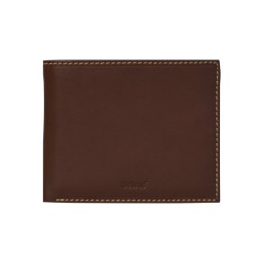 Belsac brun herrepung i skind med kontraststikninger og plads til kort, m�nter og sedler