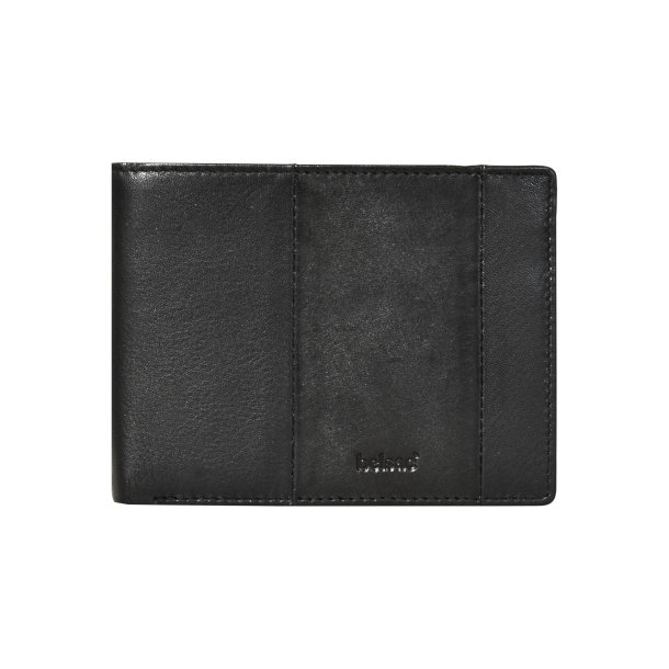 Belsac sort trefljet herrepung i skind med plads til kort, sedler og mnter. 