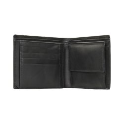 Belsac sort trefljet herrepung i skind med plads til kort, sedler og mnter. 