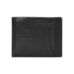 Belsac sort tofljet herrepung i skind med plads til kort, sedler og mnter. Kortlomme p forside.